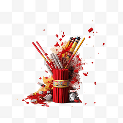 中国新年灯笼红色图片_春节烟花碎屑鞭炮真实效果