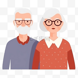 白发父母图片_祖父母日人物半身照扁平