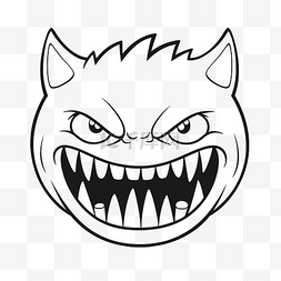 愤怒的猫脸设计与牙齿矢量插图轮