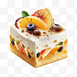 实物图图片_水果夹层蛋糕甜品苹果蓝莓橙子实
