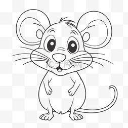 可爱的鼠标图片_可爱的鼠标着色页与大眼睛在白色