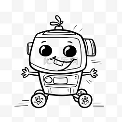 儿童脸上图片_带轮子的机器人着色页和脸上的微