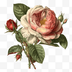 玫瑰花鲜花插画透明
