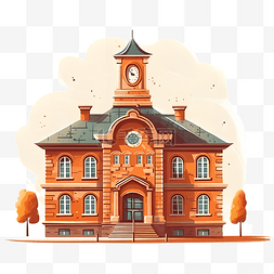 教学楼建筑插画