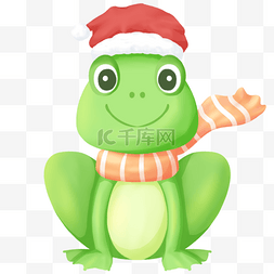 冬季围巾图片_冬季圣诞动物可爱青蛙卡通