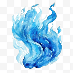 燃烧的火焰蓝色图片_水彩画炽热的蓝色火焰火火球插画