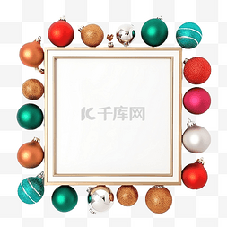 时尚彩色桌面视图上的圣诞球和相