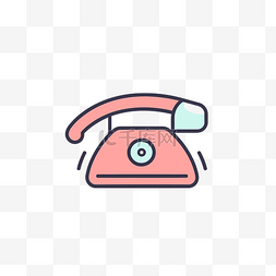 粉红色电话图标线图标插画设计 