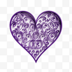 紫色剪纸心
