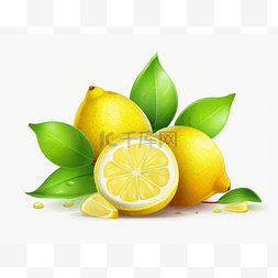 柠檬矢量柠檬黄片叶水滴在白色 ep