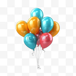 庆祝或生日聚会的气球 3D 渲染插
