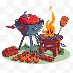 卡通火图片_野餐剪贴画卡通烧烤用火和木柴 