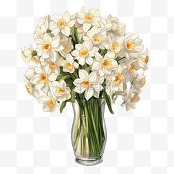 白花瓶图片_花瓶里的一束白水仙花插图