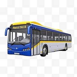 品牌文化图片_3D渲染泰国城市巴士蓝色白色黄色