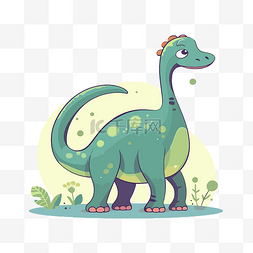 雷龙剪贴画可爱的小恐龙站在花卡