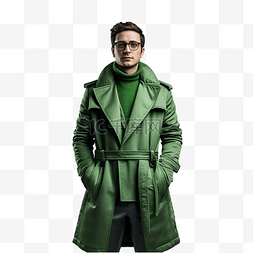穿着绿色外套的男人