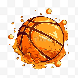 矢量的篮球图片_篮球剪贴画矢量插图橙色水卡通液