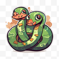 两条绿蛇坐着打架剪贴画 向量