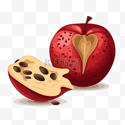 苹果种子剪贴画和红苹果与红色种