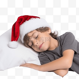 一个戴着圣诞老人帽子的孩子在等