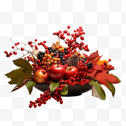 桌子装饰品图片_感恩节中心装饰品与浆果