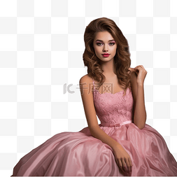 一个穿着粉色裙子的年轻漂亮女孩