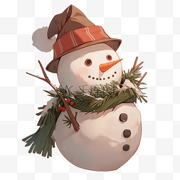 圣诞老人鼻子图片_圣诞雪人 PNG 戴着红围巾和帽子 雪