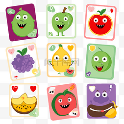 抽认卡剪贴画水果和蔬菜扑克牌边