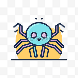 可爱的蓝色蜘蛛图标，有一张快乐