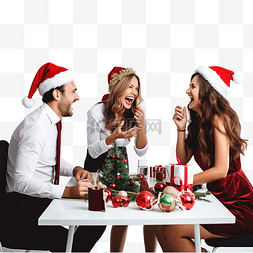 女同学聊天图片_快乐的商务人士在办公室庆祝圣诞
