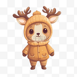 鹿头图片_穿着鹿服装庆祝圣诞节的可爱角色