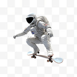 漂浮的火焰图片_3d 宇航员穿着宇航服，像滑板手一