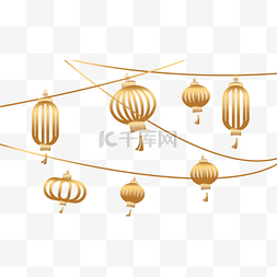 金色圆形国风边框图片_中国新年传统金色灯笼