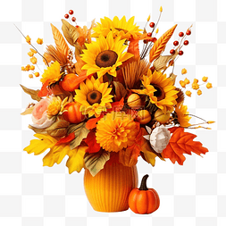 花瓶绣球花图片_万圣节用向日葵和酸浆花瓶的秋季