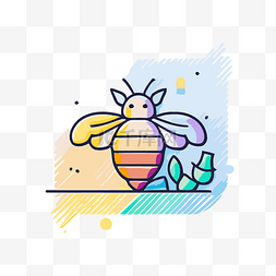 彩色图标图片_彩色方块中的蜜蜂标志 向量