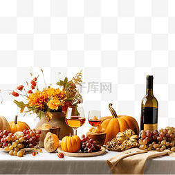 感恩节餐桌庆祝传统设置食物