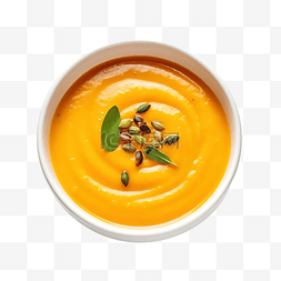 素食南瓜奶油汤的特写