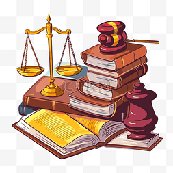 法律书籍剪贴画卡通正义量表和法