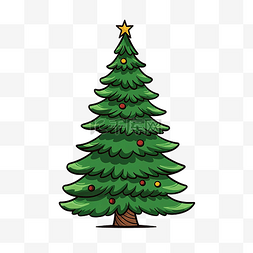 圣诞云杉树平png卡通风格