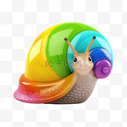 与彩虹图片_可爱的蜗牛与彩虹壳