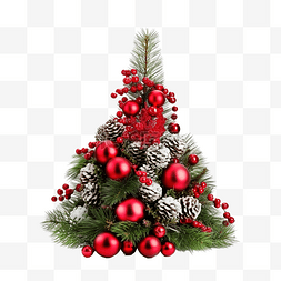 美丽的圣诞装饰枞树和红雪覆盖的