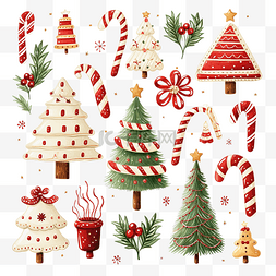 圣诞系列贺卡图片_具有传统圣诞符号和装饰元素的圣
