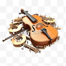 放音乐图片_小提琴音乐工具 3d 插图