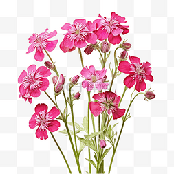 绽放的粉色花瓣图片_红色 Campion Silene dioica 花