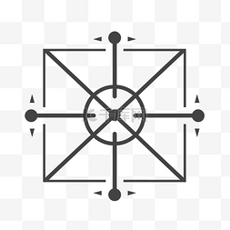十字箭头图标图片_带箭头和方形网格背景的十字罗盘