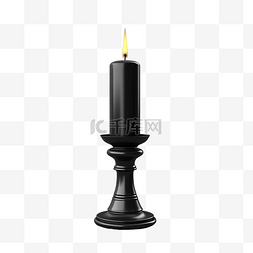 火焰燃燒图片_黑色烛台与燃烧的蜡烛