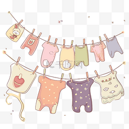 晾衣绳卡通图片_晾衣绳剪贴画收集可爱的婴儿在线