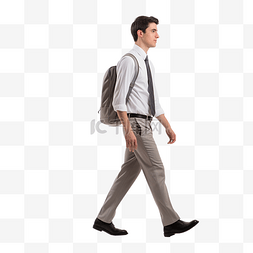 穿着灰色办公室背心的男人行走