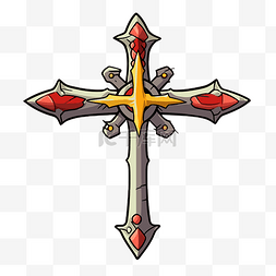 十字剑剪贴画十字与黄眼睛和红头