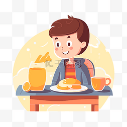 插画风格平面图片_吃早餐 向量